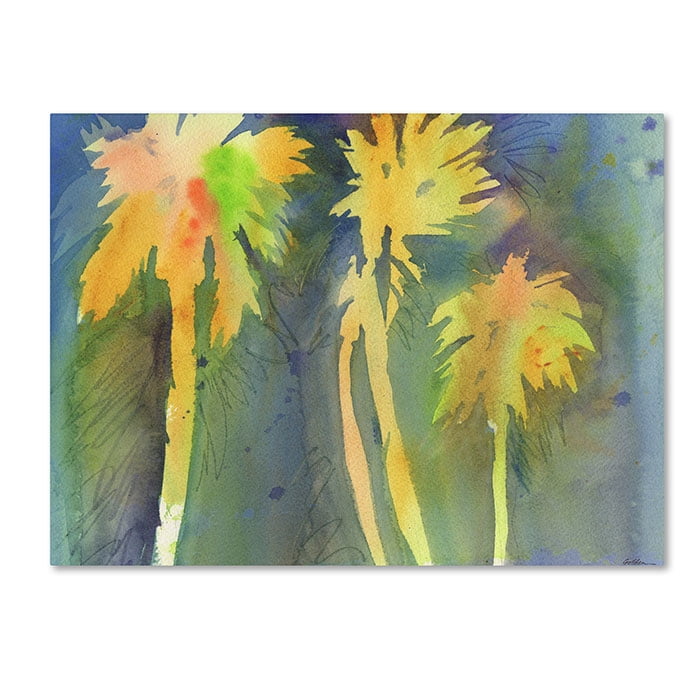 Trademark Fine Art "Night Palms 3" Canvas Art by Sheila Golden