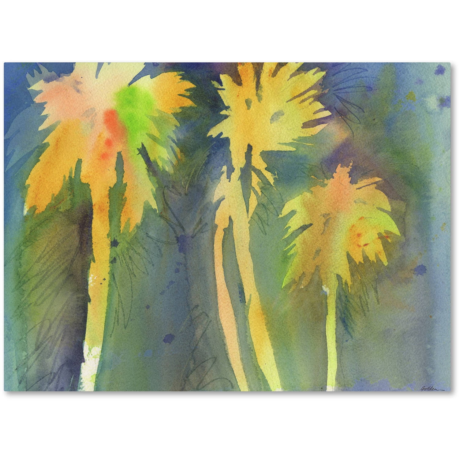 Trademark Fine Art "Night Palms 3" Canvas Art by Sheila Golden