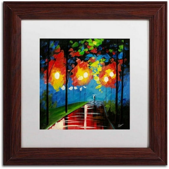 Trademark Fine Art "Night Reflection" Canvas Art by Ricardo Tapia, White Matte, Wood Frame