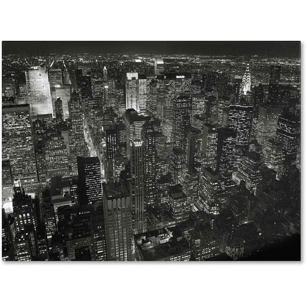 Night Skyline Black and White Canvas Print, 18 by 24-Inch