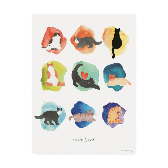 Trademark Fine Art 'Nine Lives Cats' Canvas Art by Whiskers Studio