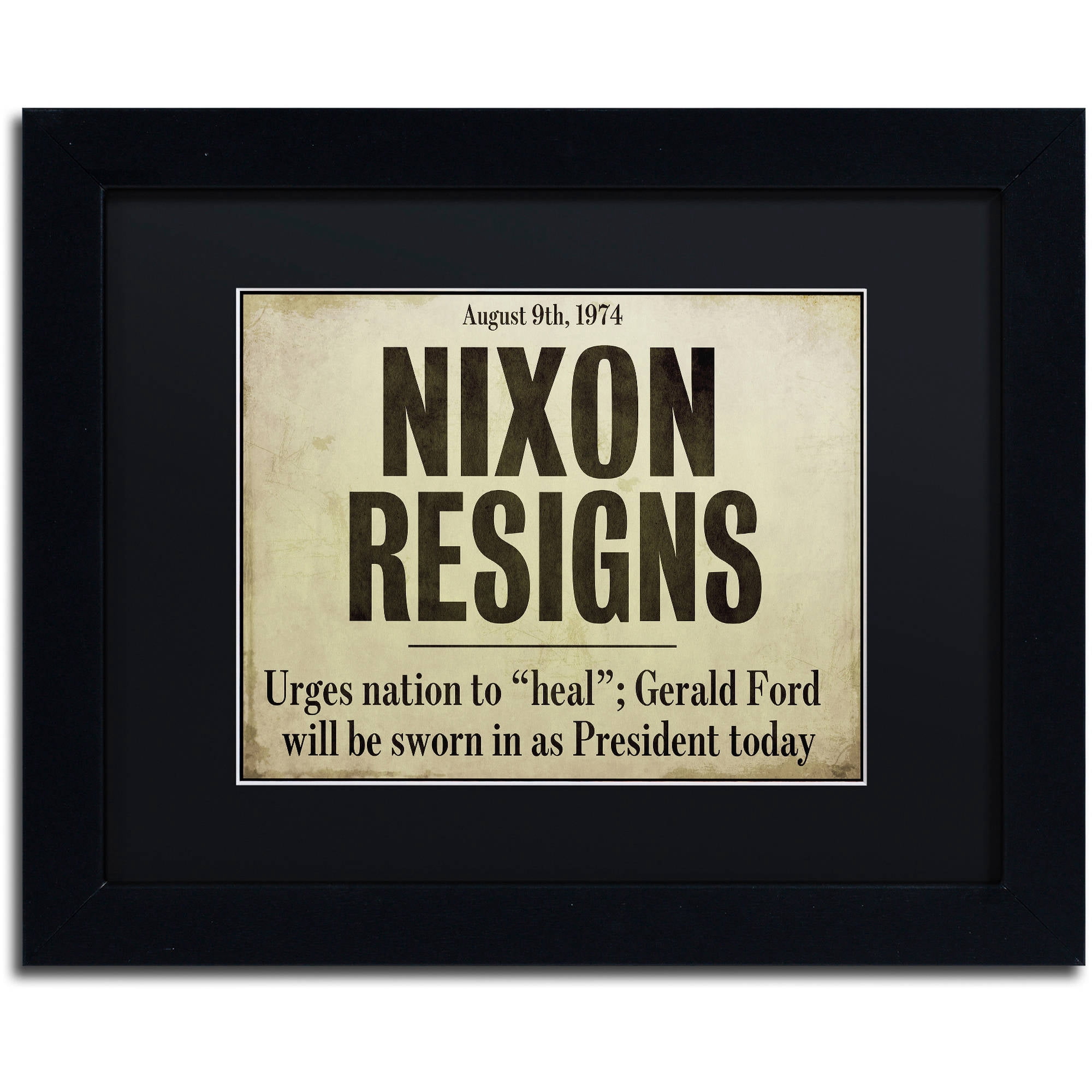 Trademark Fine Art "Nixon" Canvas Art by Color Bakery Black Matte, Black Frame
