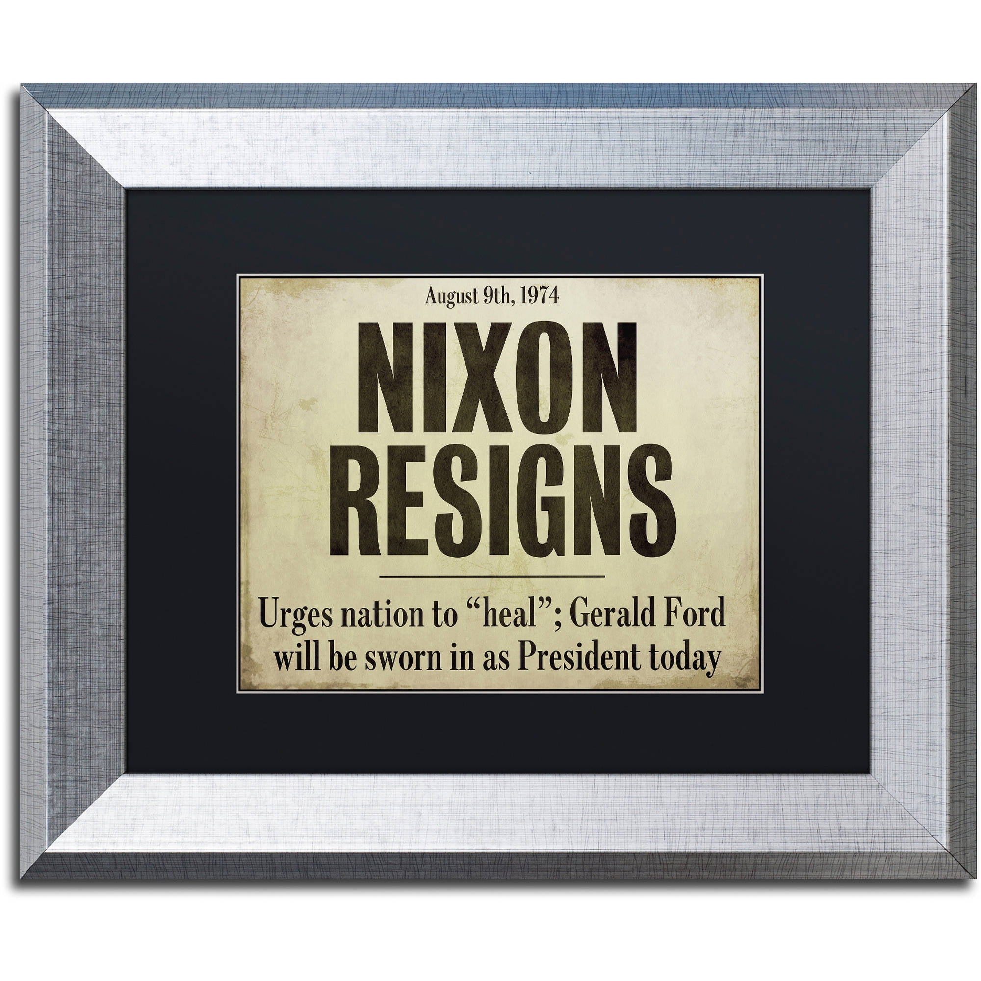 Trademark Fine Art "Nixon" Canvas Art by Color Bakery Black Matte, Silver Frame