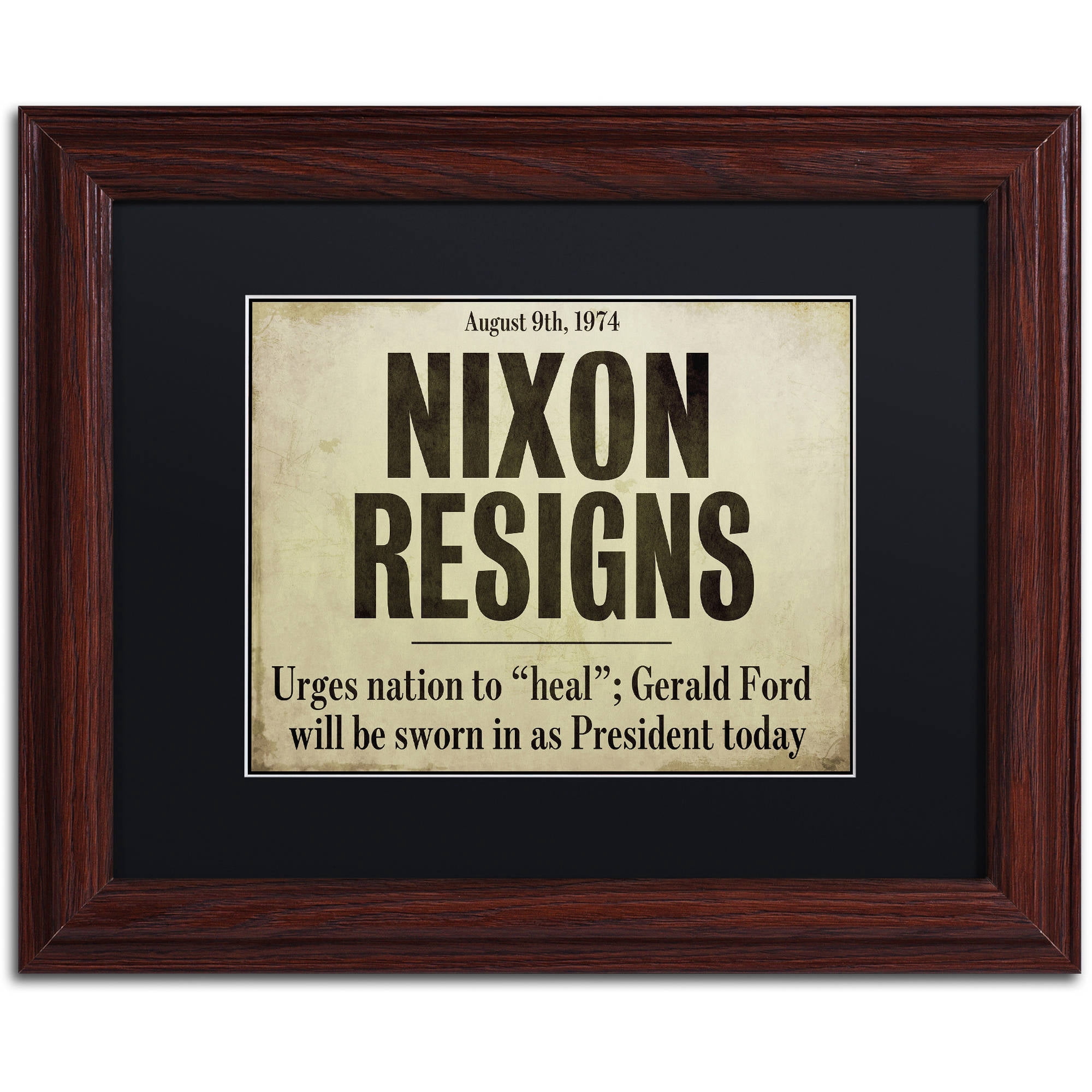 Trademark Fine Art "Nixon" Canvas Art by Color Bakery Black Matte, Wood Frame