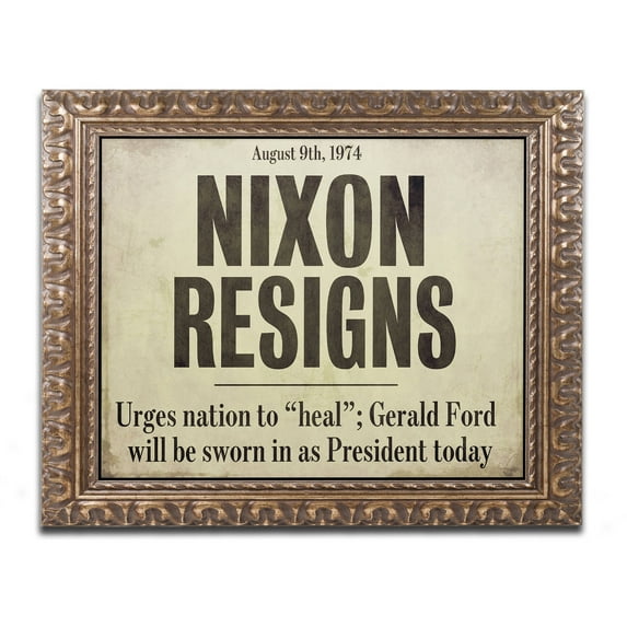 Trademark Fine Art "Nixon" Canvas Art by Color Bakery Gold Ornate Frame