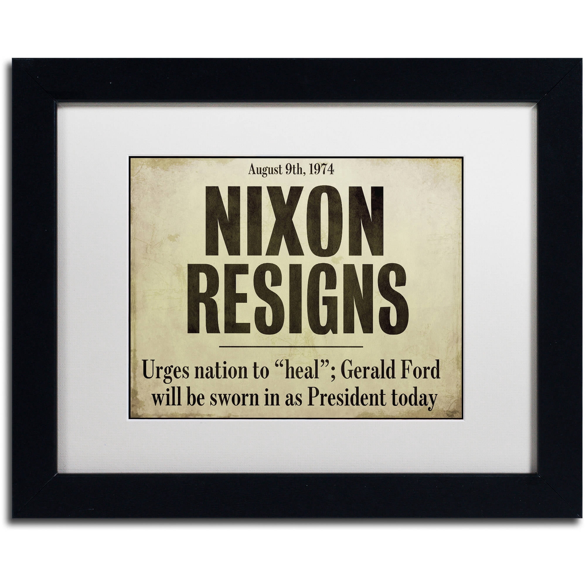 Trademark Fine Art "Nixon" Canvas Art by Color Bakery White Matte, Black Frame