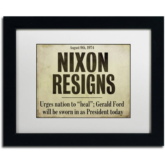 Trademark Fine Art "Nixon" Canvas Art by Color Bakery White Matte, Black Frame