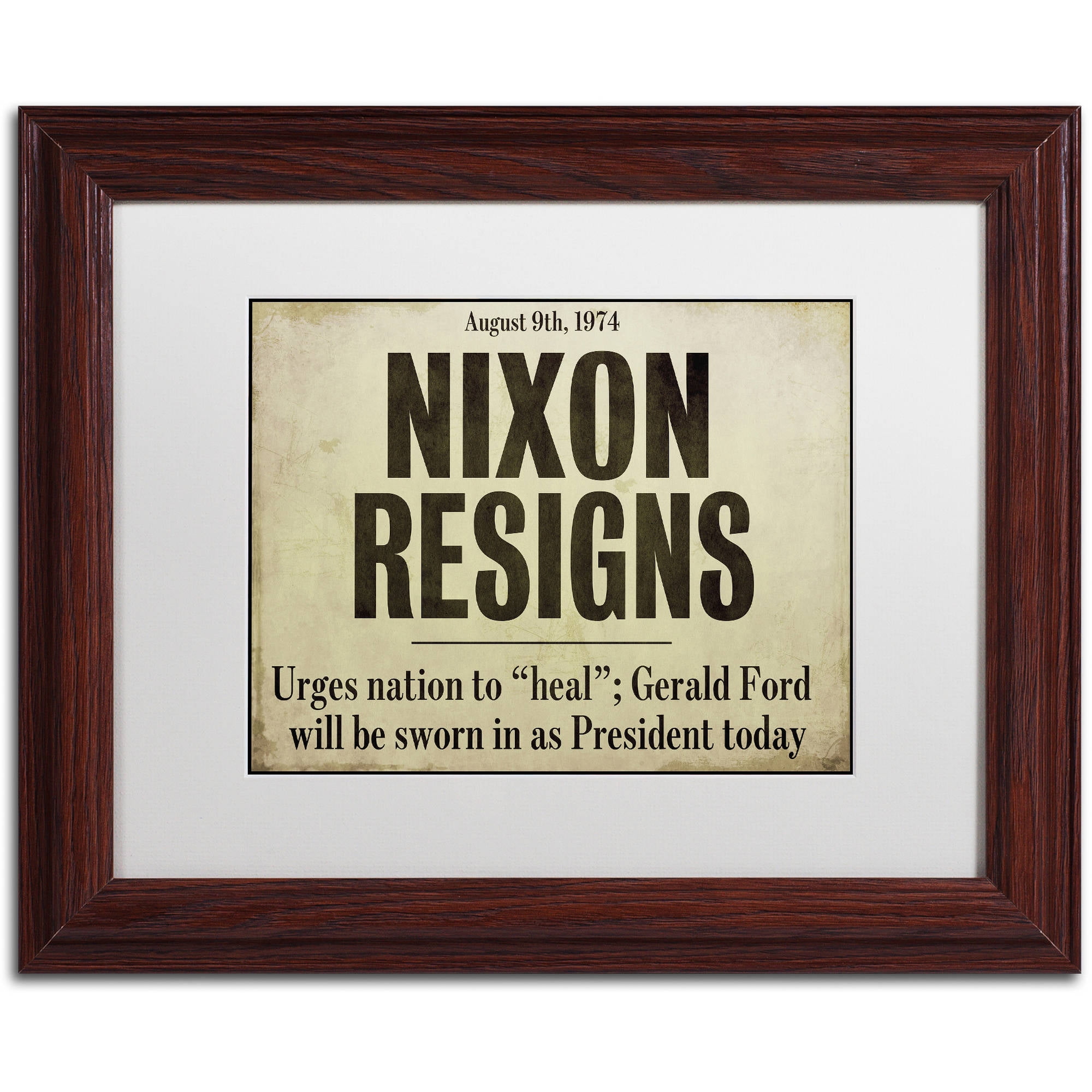 Trademark Fine Art "Nixon" Canvas Art by Color Bakery White Matte, Wood Frame