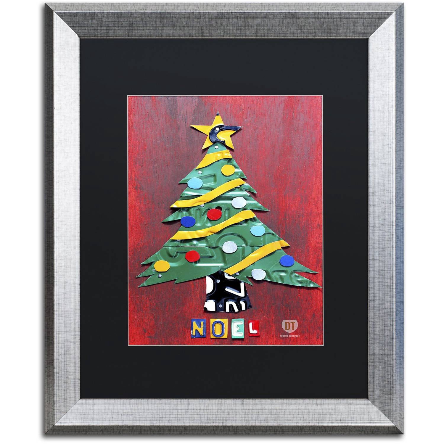 Trademark Fine Art 'Noel Christmas Tree' Canvas Art by Design Turnpike, Black Matte, Silver Frame