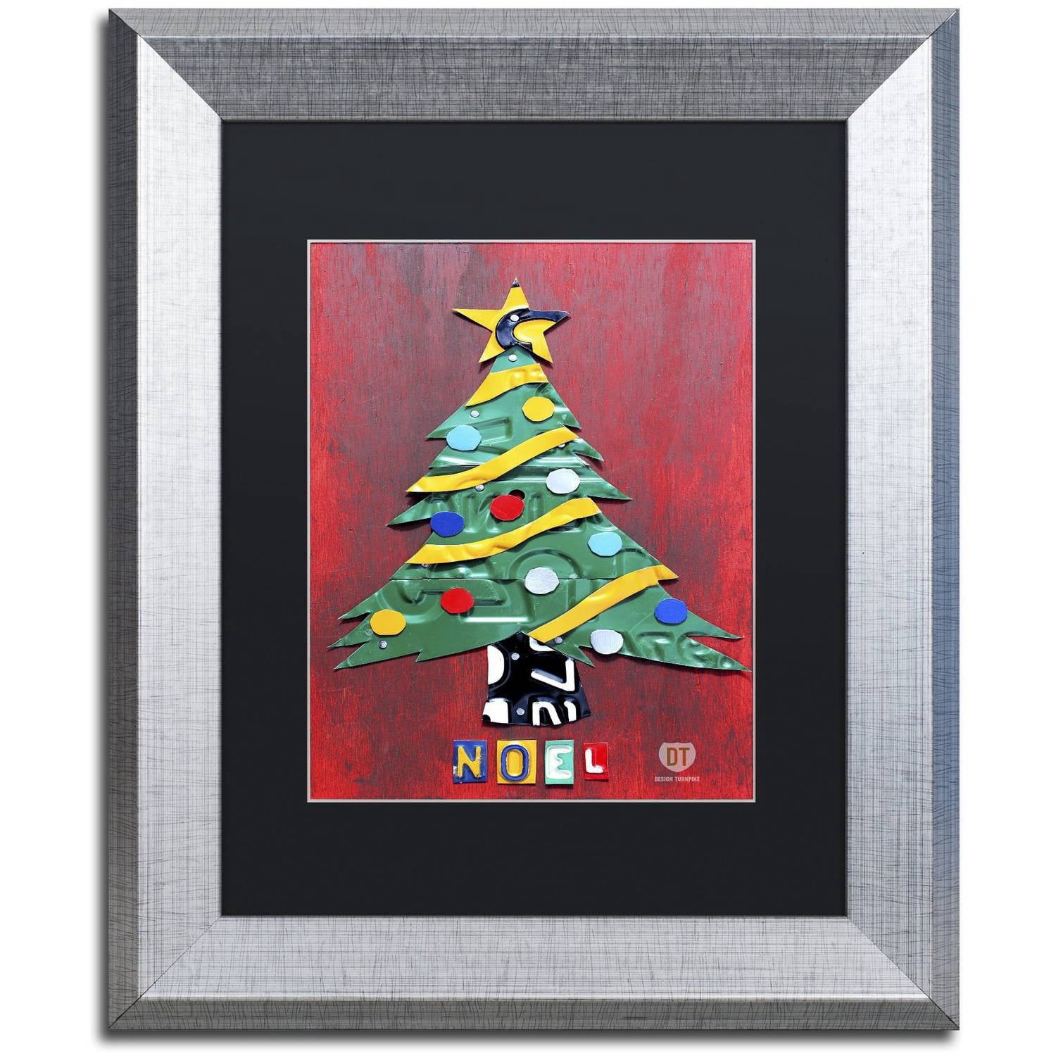 Trademark Fine Art 'Noel Christmas Tree' Canvas Art by Design Turnpike, Black Matte, Silver Frame
