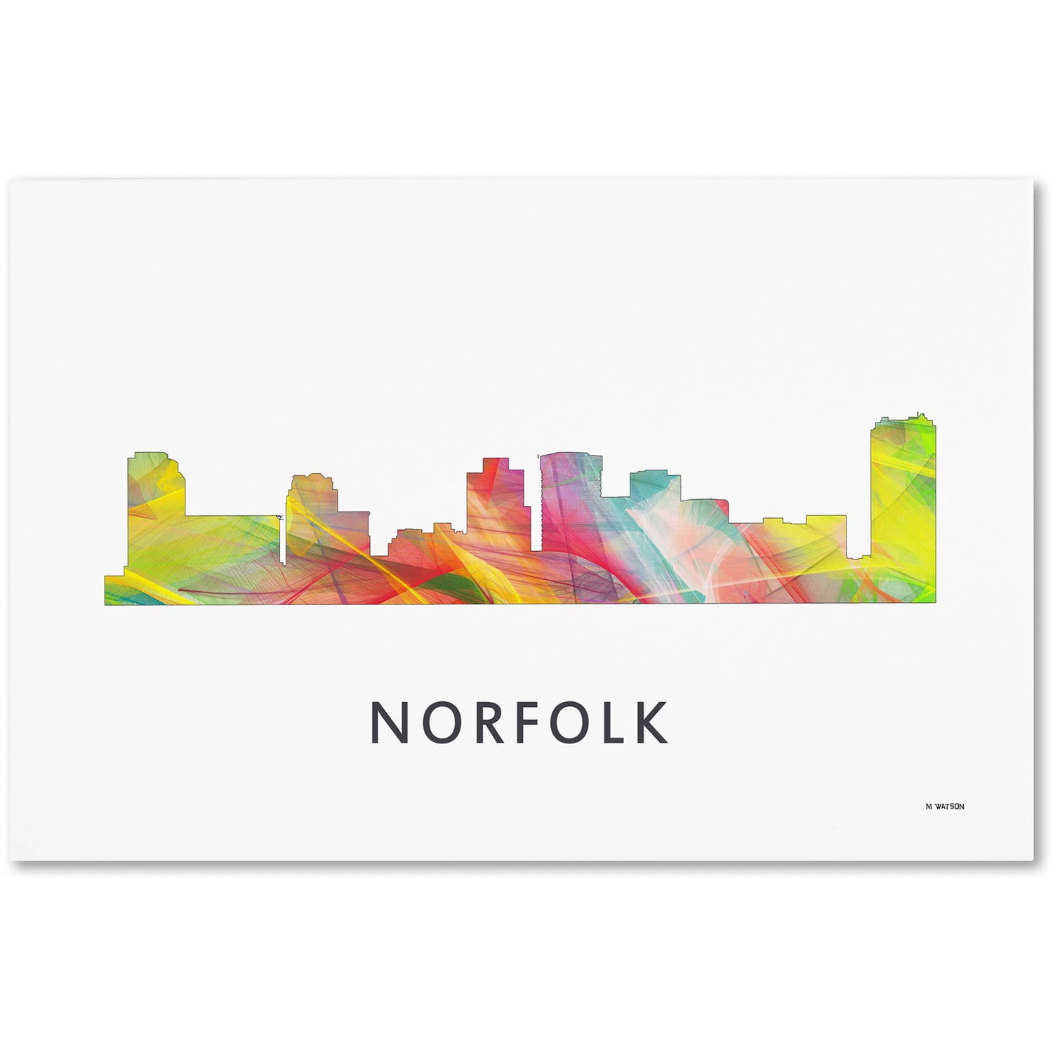 Trademark Fine Art 'Norfolk Virginia Skyline WB-1' Canvas Art by Marlene Watson