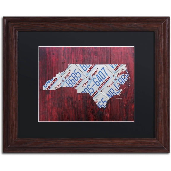 Trademark Fine Art 'North Carolina License Plate Map' Canvas Art by Design Turnpike, Black Matte, Wood Frame