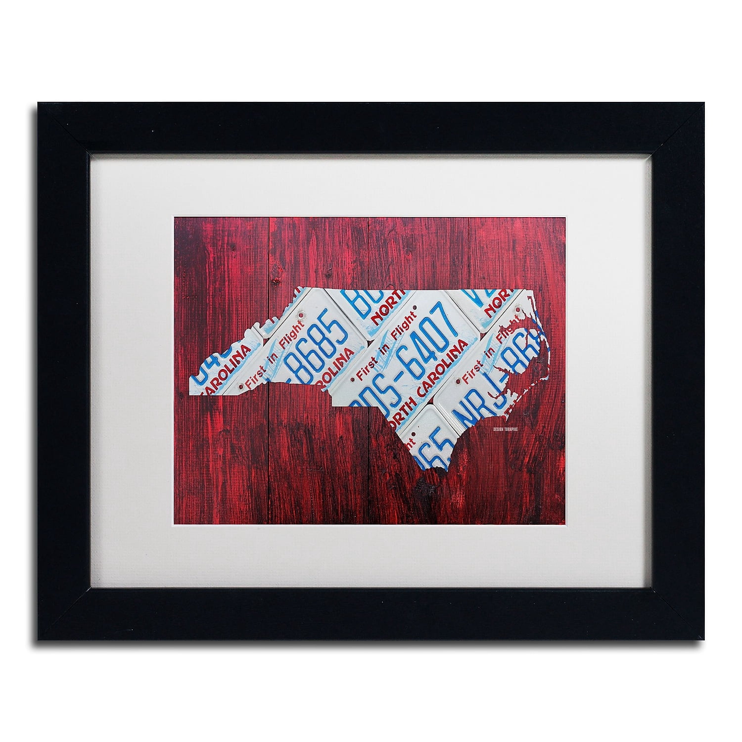 Trademark Fine Art 'North Carolina License Plate Map' Canvas Art by Design Turnpike, White Matte, Black Frame