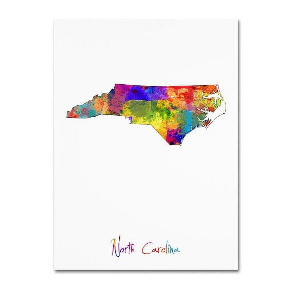 Trademark Fine Art "North Carolina Map" Canvas Art by Michael Tompsett