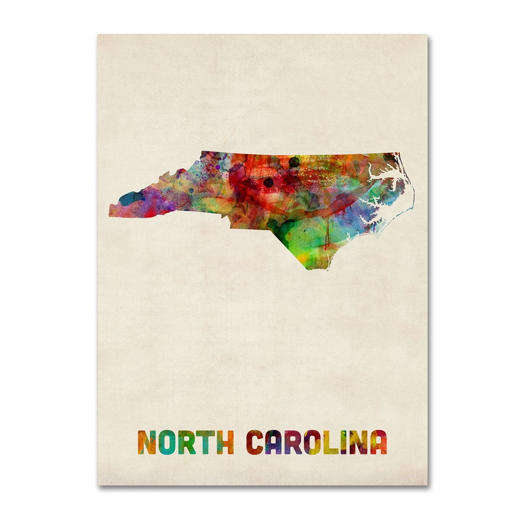 Trademark Fine Art "North Carolina Map" Canvas Wall Art by Michael Tompsett