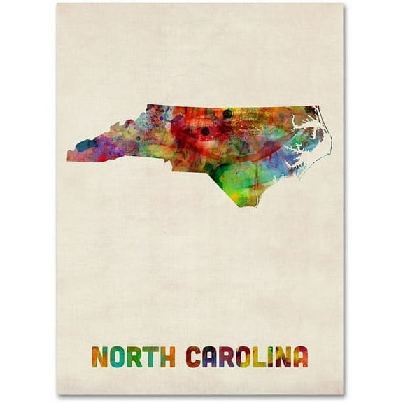 Trademark Fine Art "North Carolina Map" Canvas Wall Art by Michael Tompsett