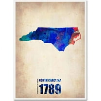 Trademark Fine Art "North Carolina Watercolor Map" Canvas Art by Naxart