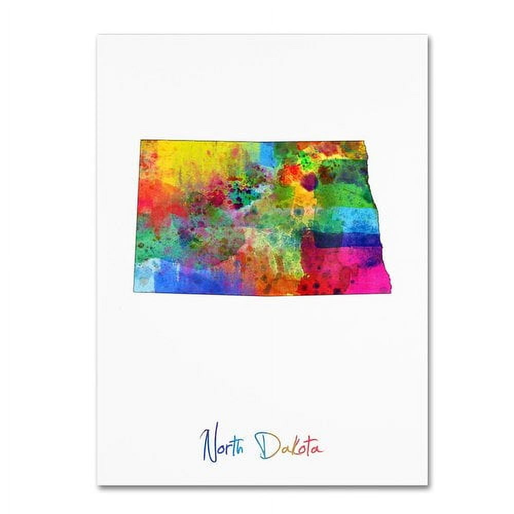 Trademark Fine Art "North Dakota Map" Canvas Art by Michael Tompsett