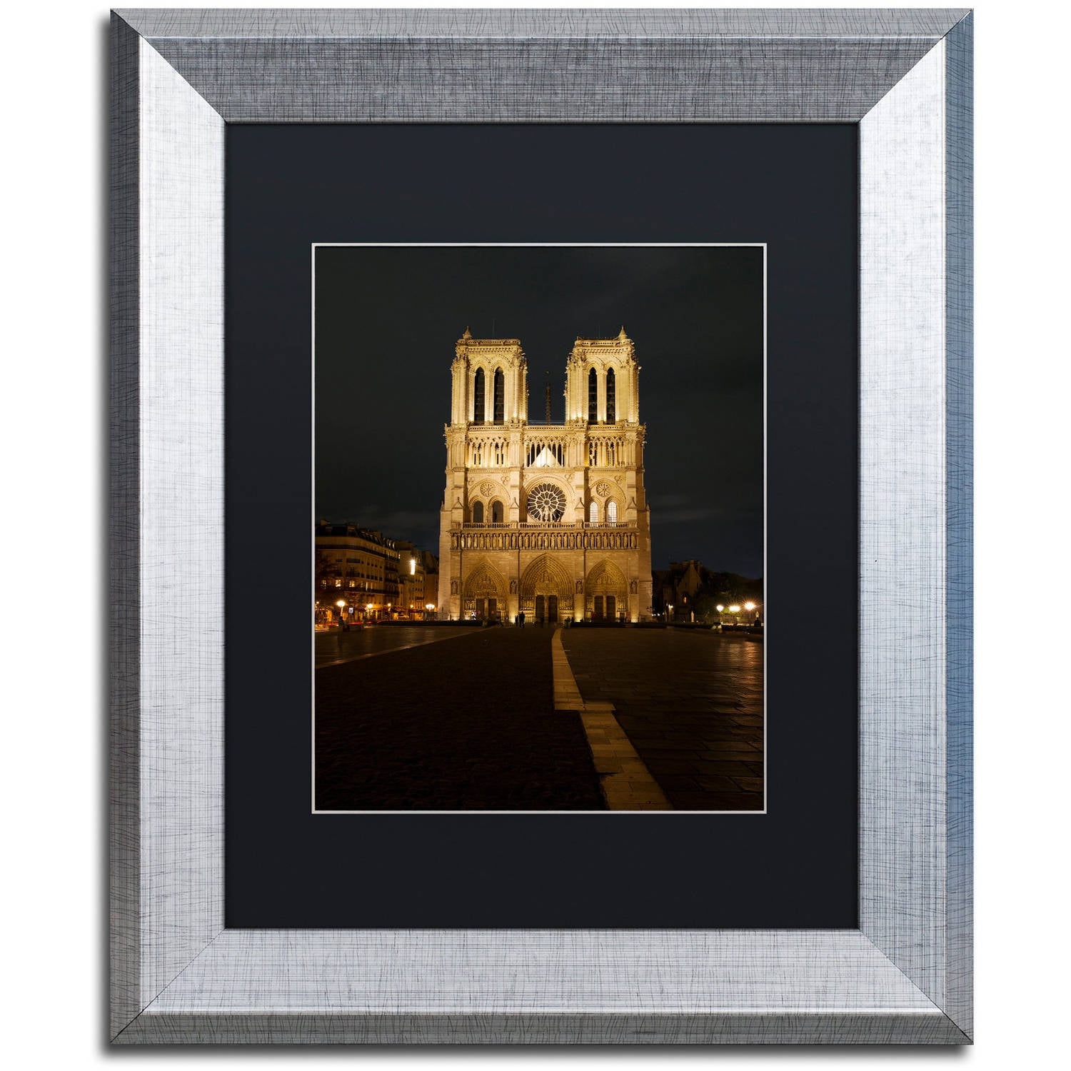 Trademark Fine Art "Notre-Dame de Paris" Canvas Art by Michael Blanchette Photography Black Matte, Silver Frame