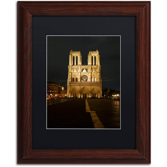Trademark Fine Art "Notre-Dame de Paris" Canvas Art by Michael Blanchette Photography Black Matte, Wood Frame
