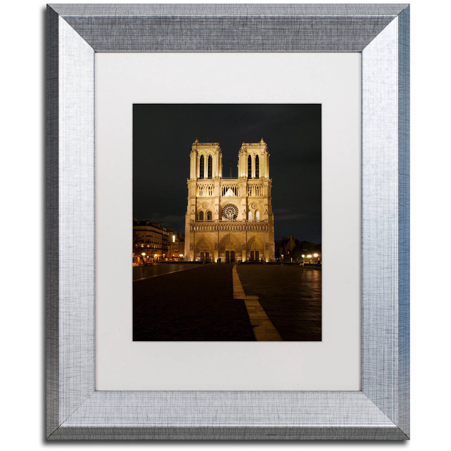 Trademark Fine Art "Notre-Dame de Paris" Canvas Art by Michael Blanchette Photography White Matte, Silver Frame