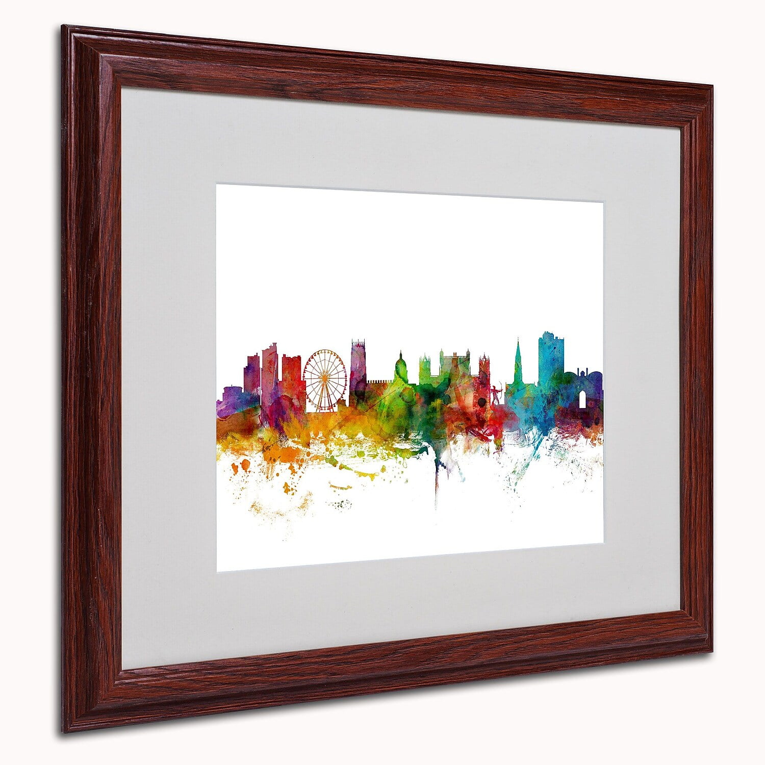 Trademark Fine Art "Nottingham England Skyline II" Canvas Art by Michael Tompsett, Wood Frame