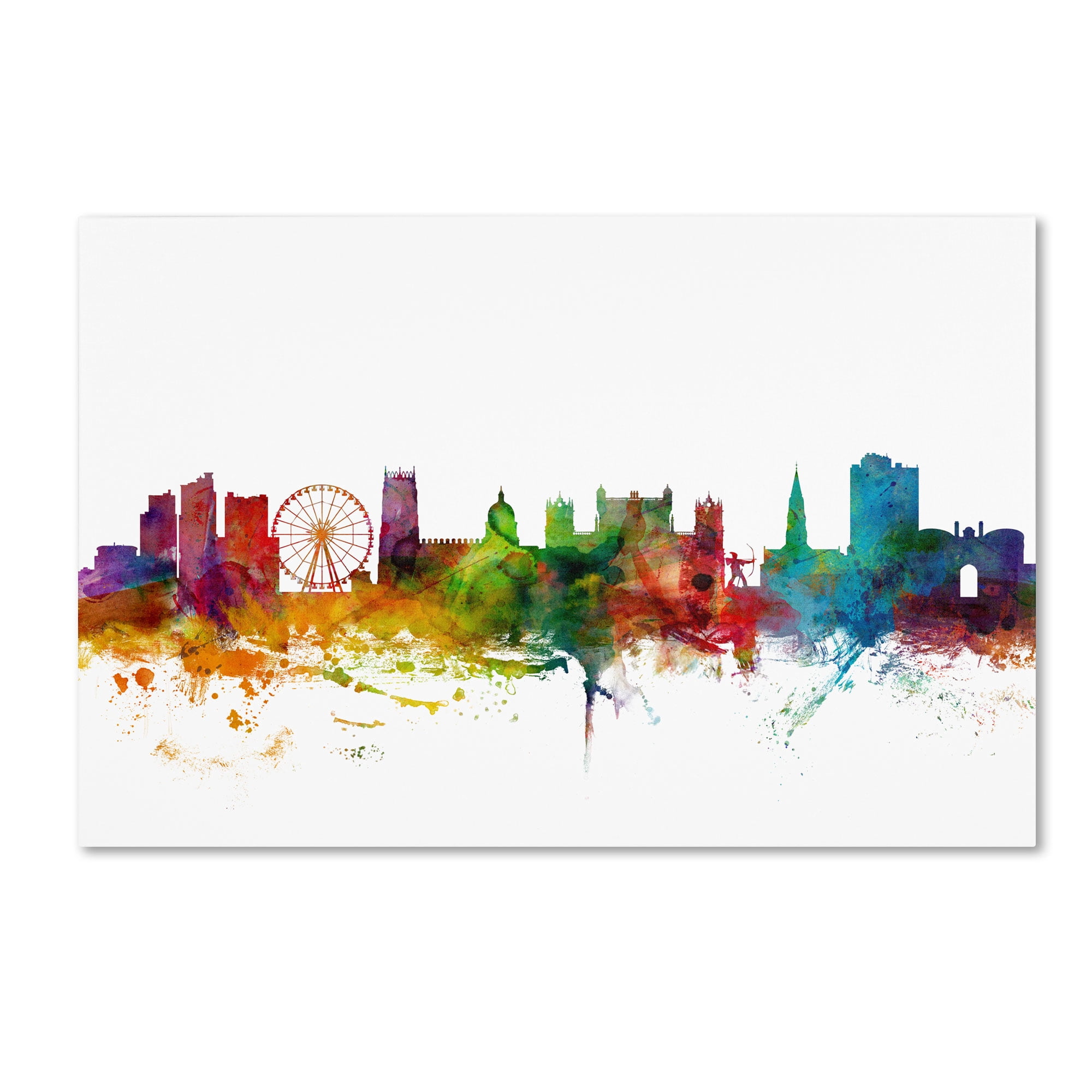 Trademark Fine Art "Nottingham England Skyline II" Canvas Art by Michael Tompsett