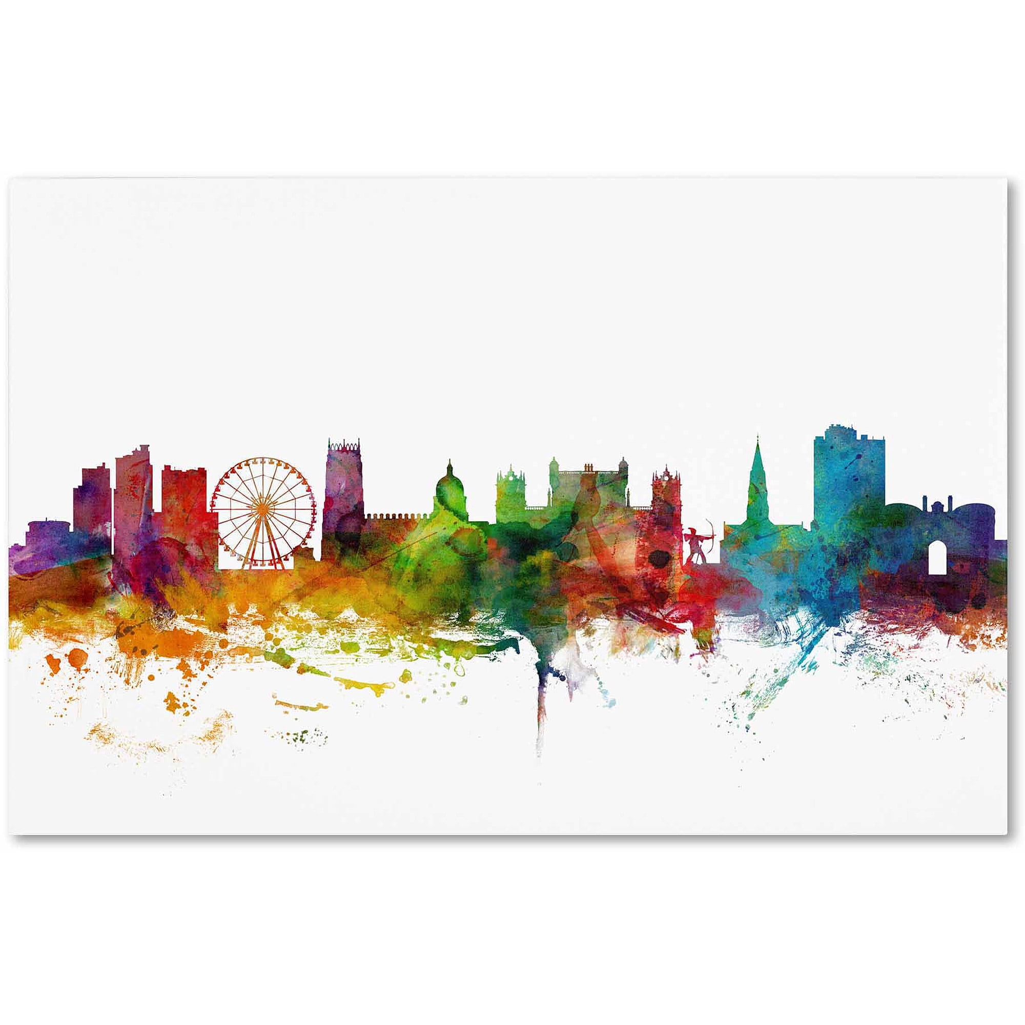 Trademark Fine Art "Nottingham England Skyline II" Canvas Art by Michael Tompsett
