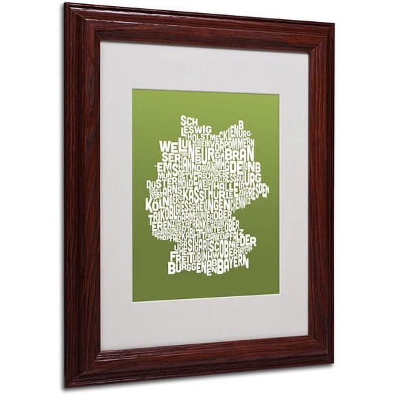 Trademark Fine Art "OLIVE-Germany Regions Map" Matted Framed by Michael Tompsett