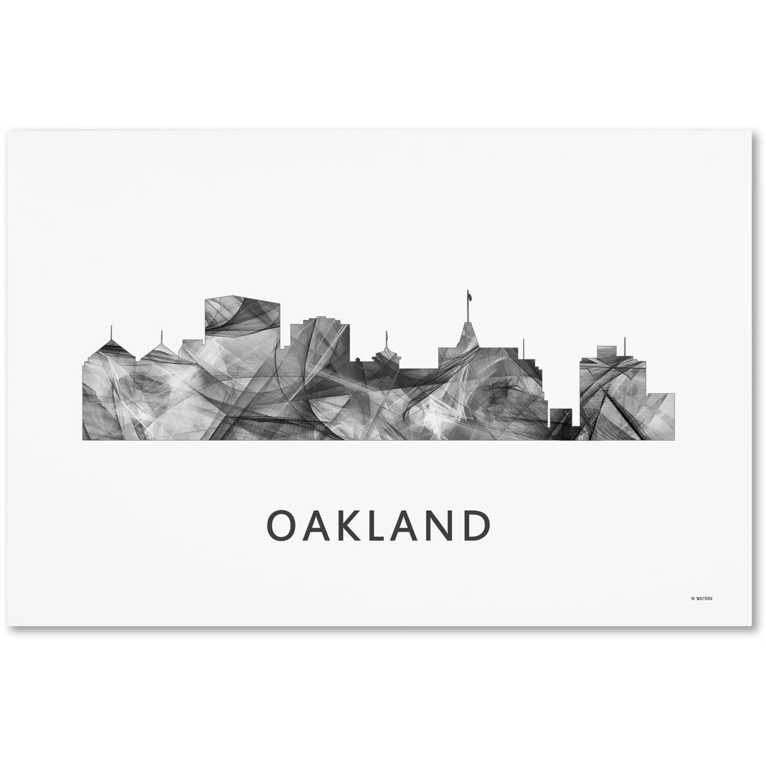 Trademark Fine Art 'Oakland California Skyline WB-BW' Canvas Art by Marlene Watson