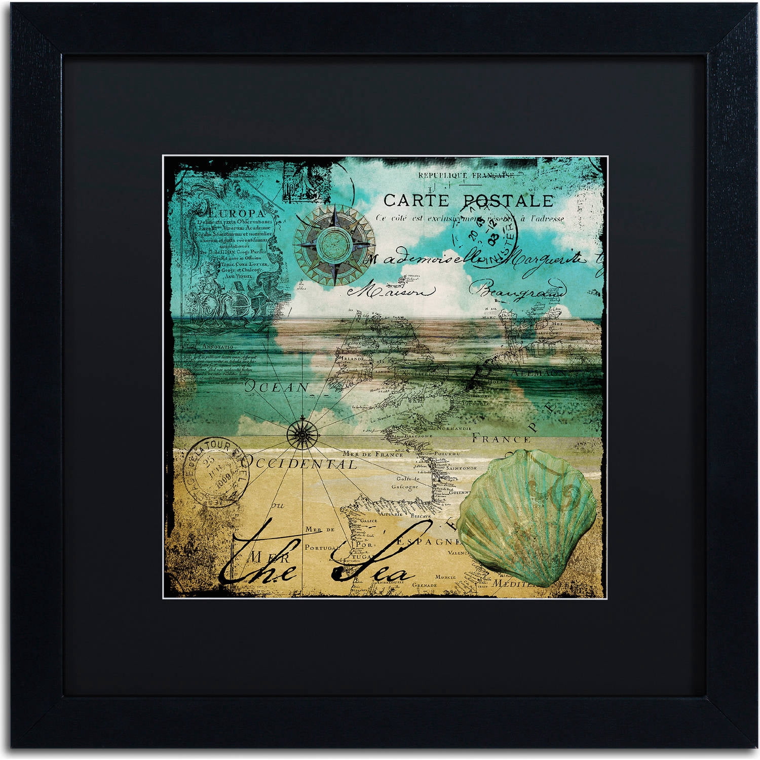 Trademark Fine Art "Ocean Clouds II" Canvas Art by Color Bakery, Black Matte, Black Frame