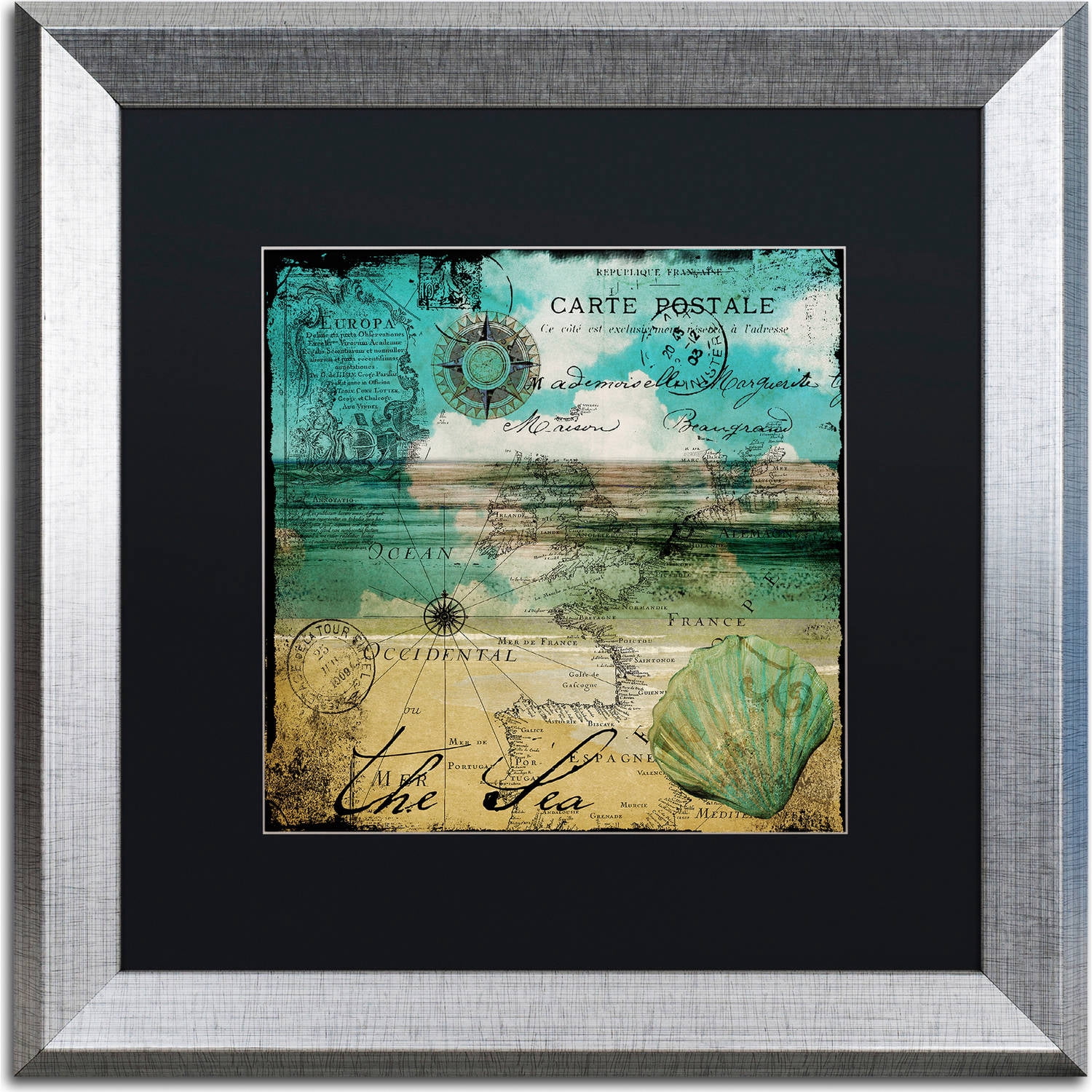 Trademark Fine Art "Ocean Clouds II" Canvas Art by Color Bakery, Black Matte, Silver Frame