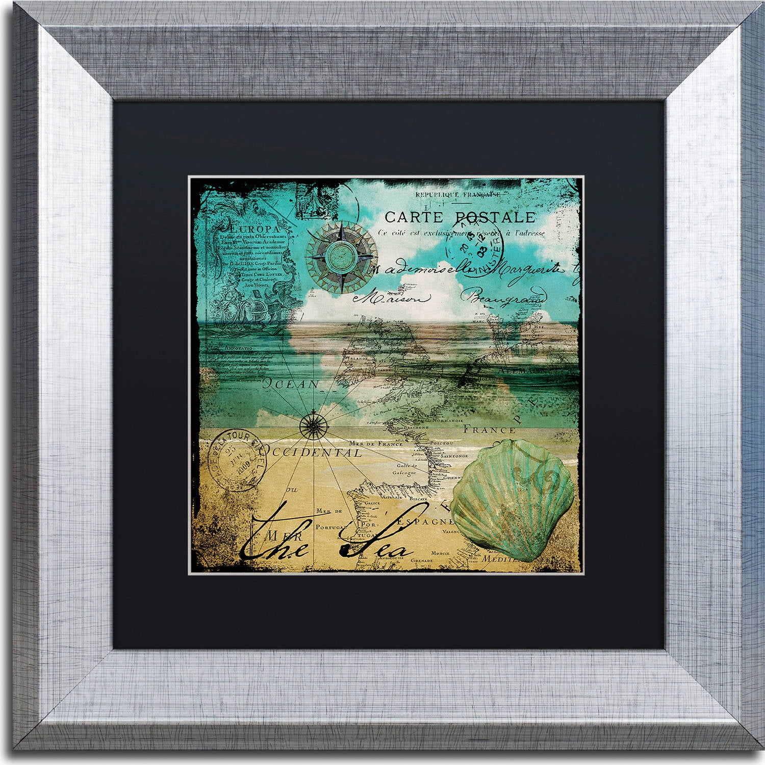Trademark Fine Art "Ocean Clouds II" Canvas Art by Color Bakery, Black Matte, Silver Frame