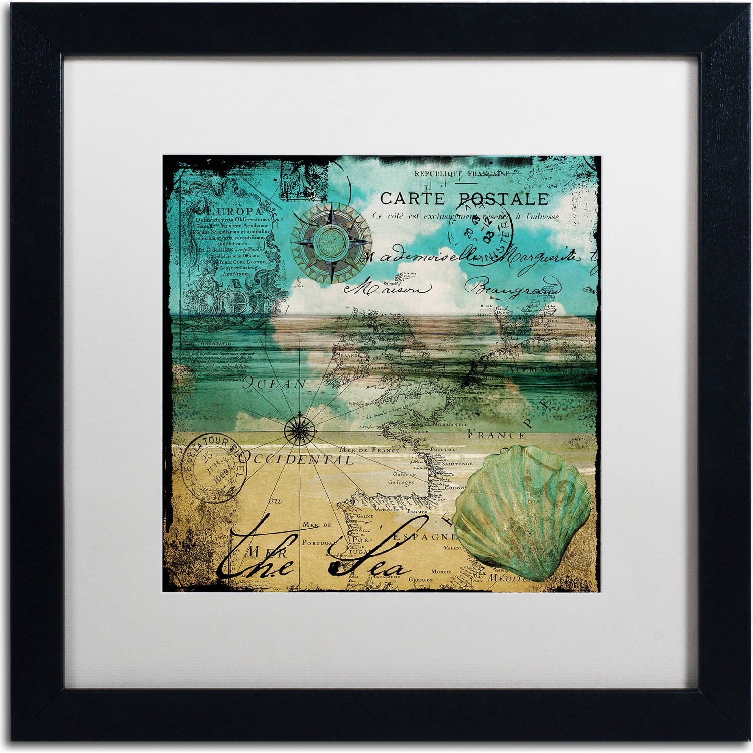 Trademark Fine Art "Ocean Clouds II" Canvas Art by Color Bakery, White Matte, Black Frame