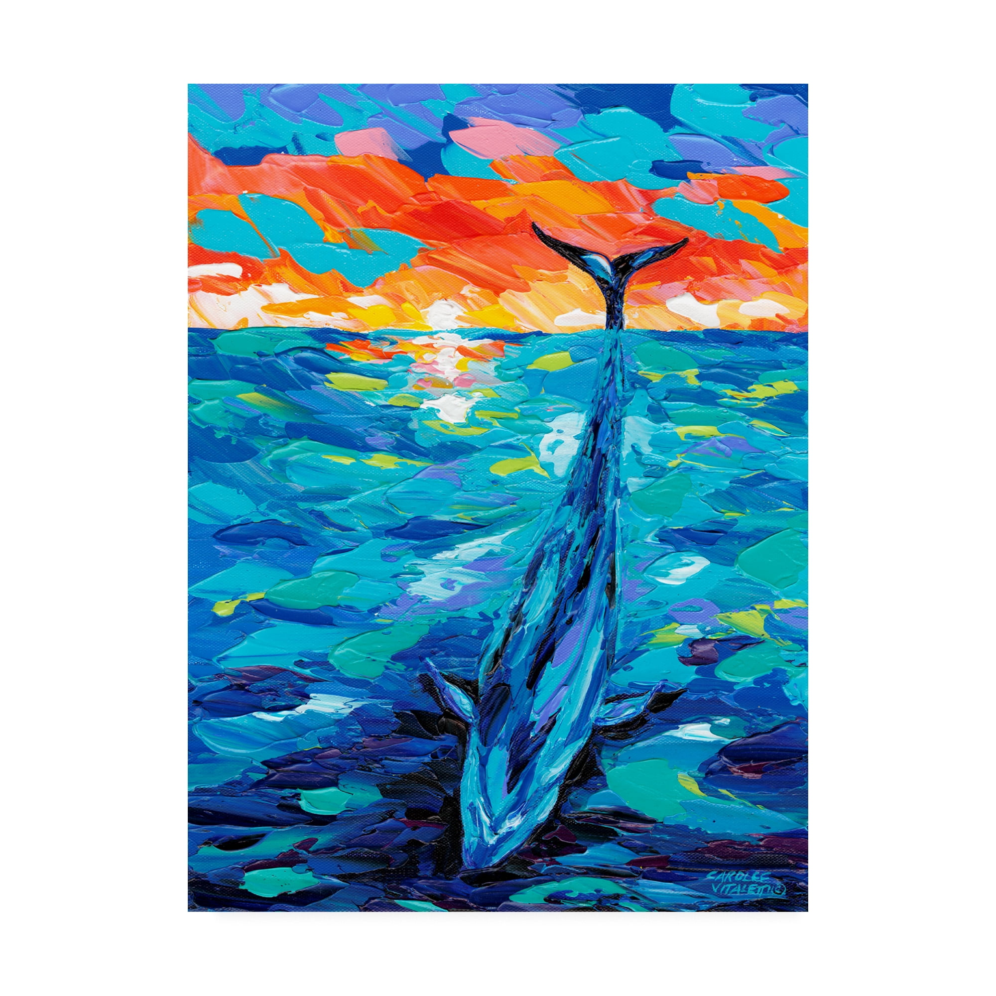 Ocean Friends Bold II Colorful Sunset Whale Canvas Art