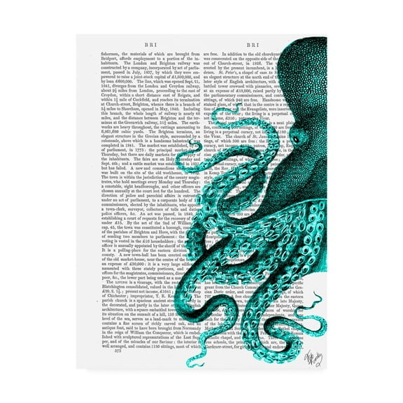 Trademark Fine Art 'Octopus Green Half' Canvas Art by Fab Funky