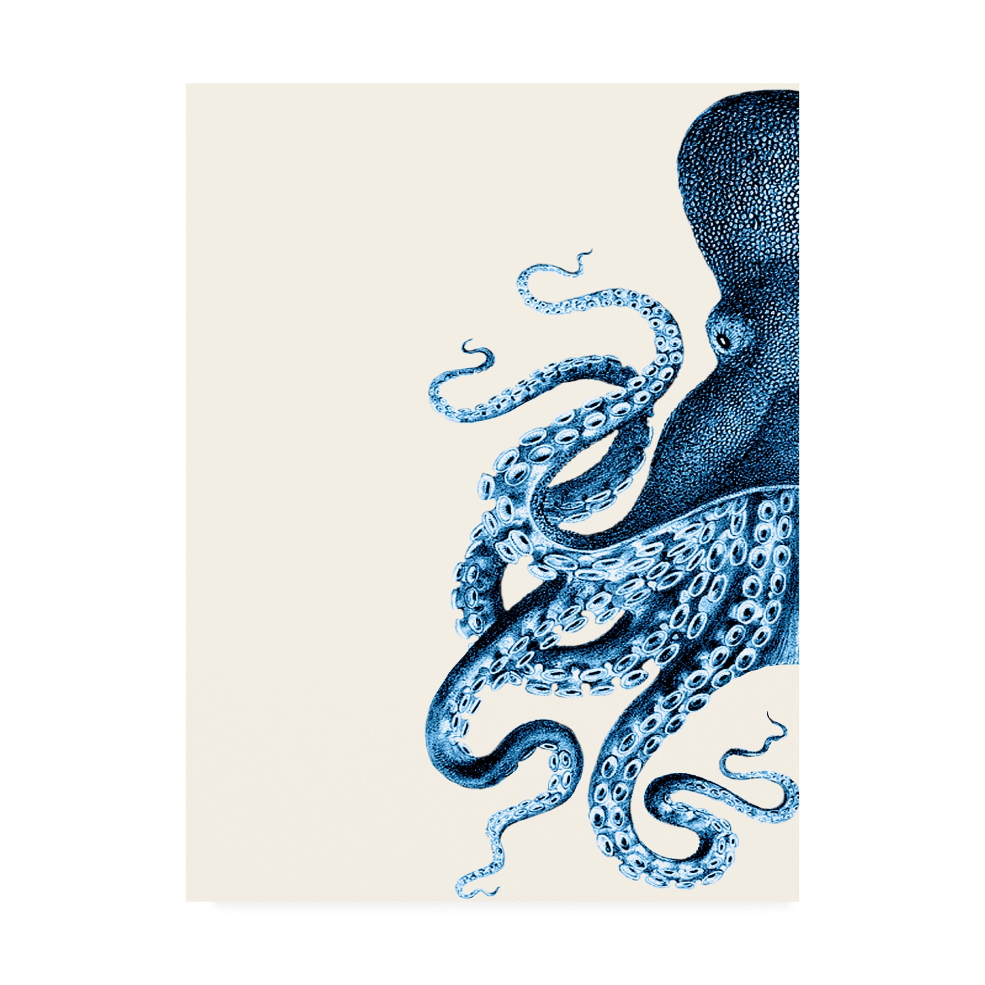 Trademark Fine Art 'Octopus Navy Blue And Cream A' Canvas Art by Fab Funky