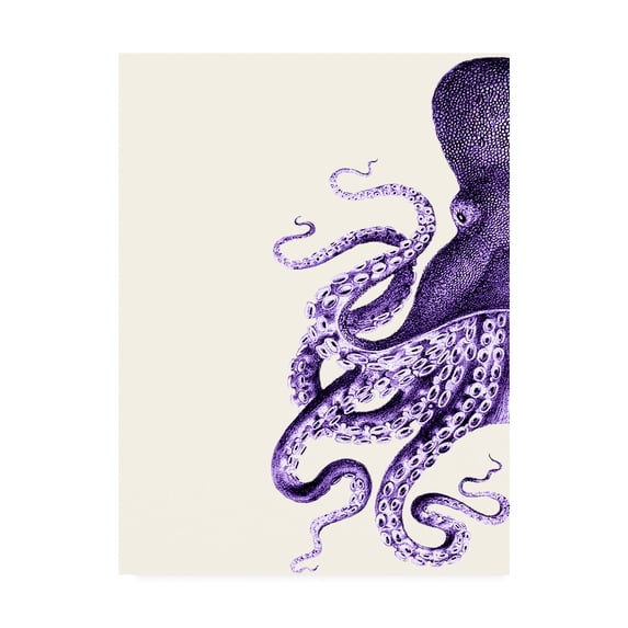 Trademark Fine Art 'Octopus Purple And Cream A' Canvas Art by Fab Funky