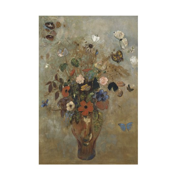 Trademark Fine Art Odilon Redon Still Life with Flowers, 1905 (oil on ) Canvas Wall Art - 22x32