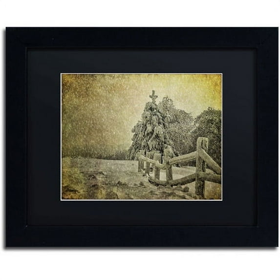 Trademark Fine Art "Oh Christmas Tree in Snow" Canvas Art by Lois Bryan, Black Mat, Black Frame