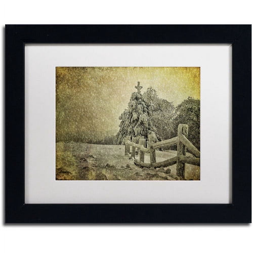 Trademark Fine Art "Oh Christmas Tree in Snow" Canvas Art by Lois Bryan, White Mat, Black Frame