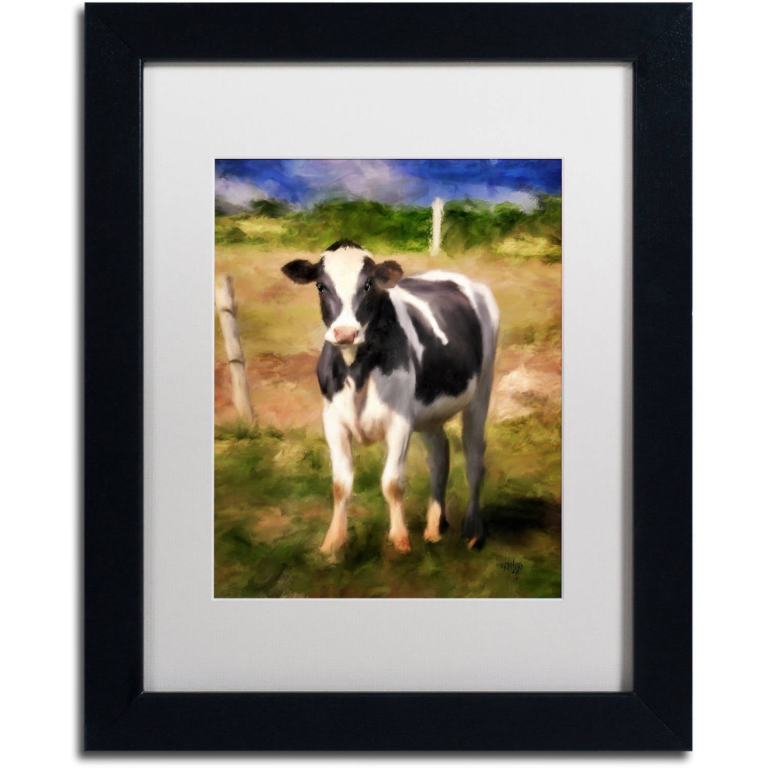Lois Bryan Farmhouse Cow Canvas Art with Black Frame