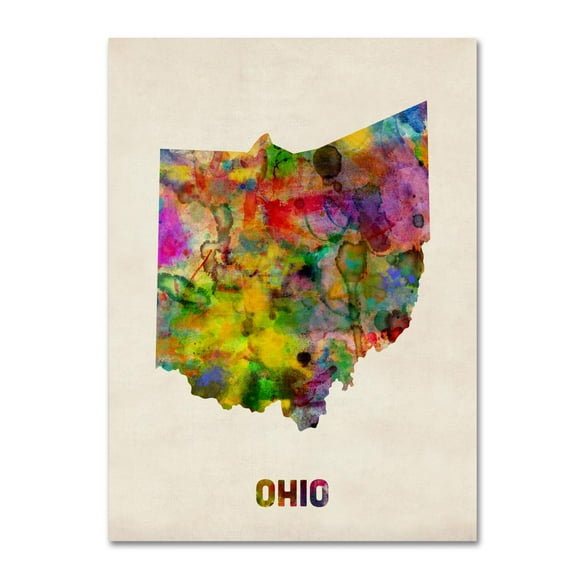 Trademark Fine Art "Ohio Map" Canvas Wall Art by Michael Tompsett