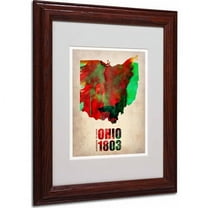 Trademark Fine Art "Ohio Watercolor Map" Matted Framed Art by Naxart, Wood Frame