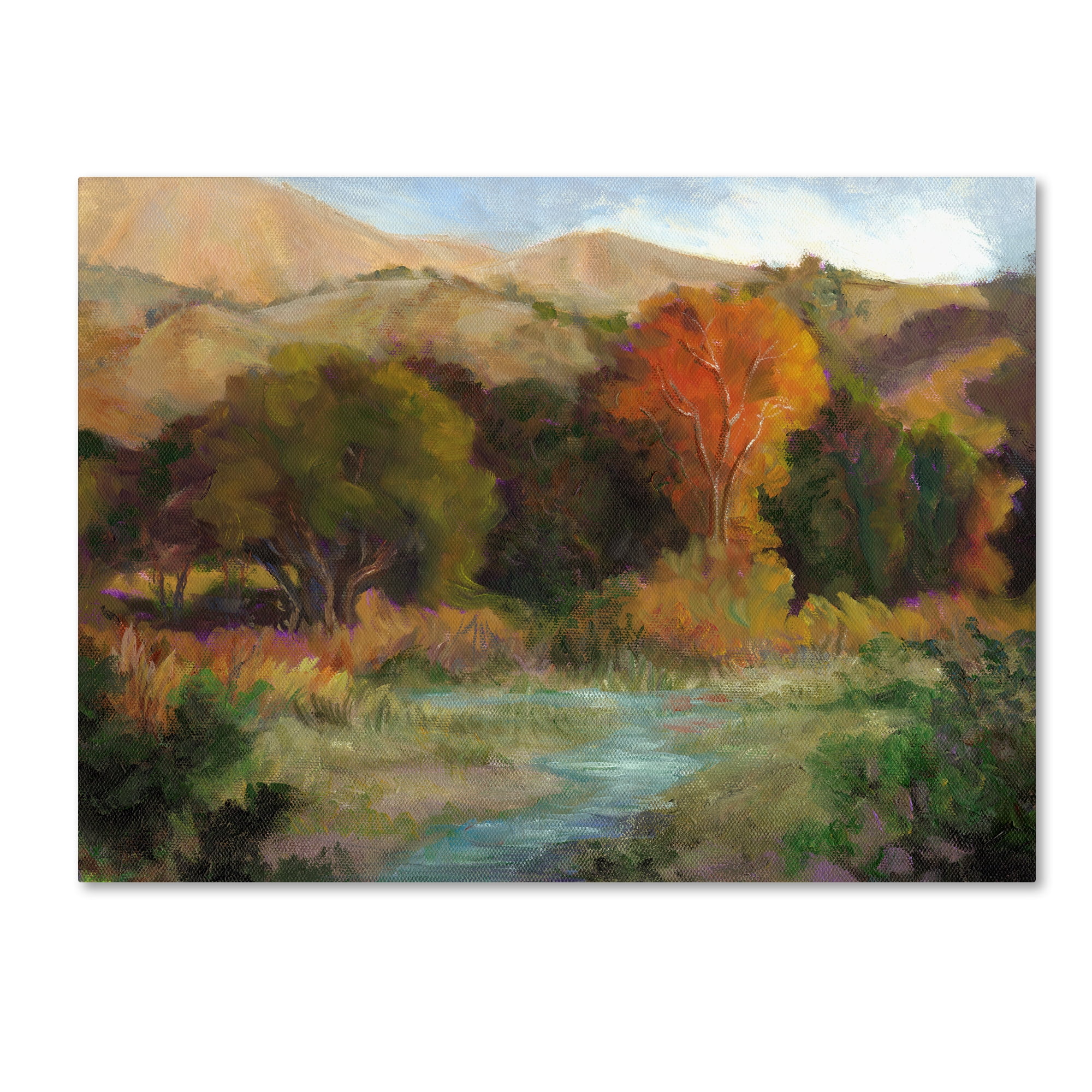 Trademark Fine Art 'Oil Orange tree and Stream' Canvas Art by Susan Rios