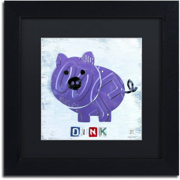 Trademark Fine Art 'Oink the Pig' Canvas Art by Design Turnpike, Black Matte, Black Frame
