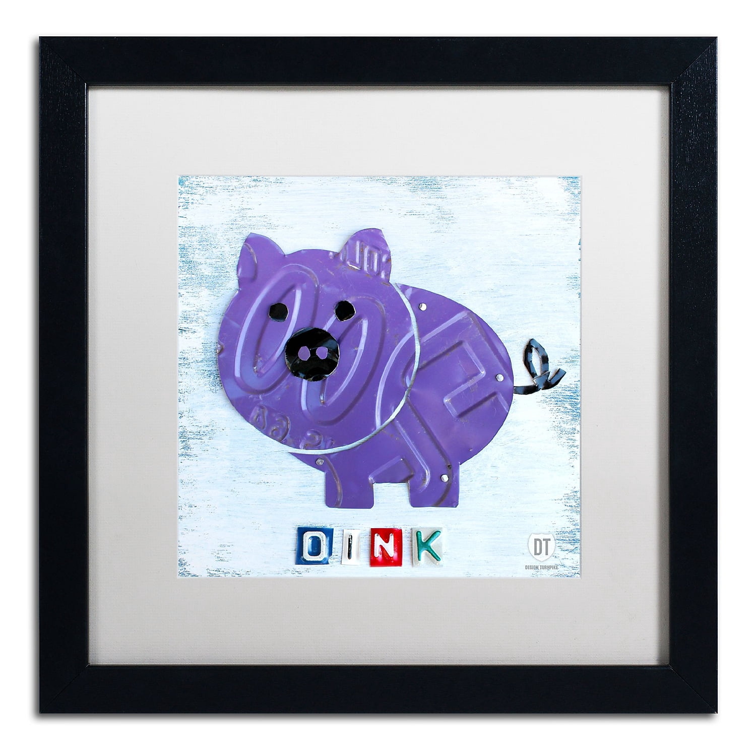 Trademark Fine Art 'Oink the Pig' Canvas Art by Design Turnpike, White Matte, Black Frame