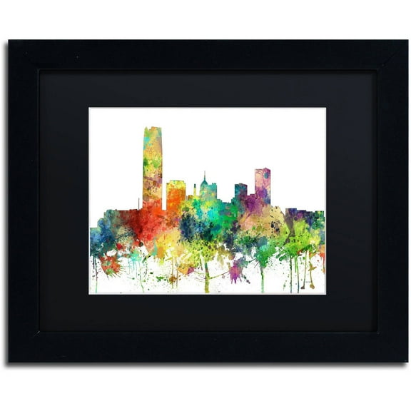 Trademark Fine Art "Oklahoma City Oklahoma Skyline SP" Canvas Art by Marlene Watson, Black Matte, Black Frame