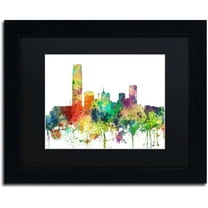 Trademark Fine Art "Oklahoma City Oklahoma Skyline SP" Canvas Art by Marlene Watson, Black Matte, Black Frame