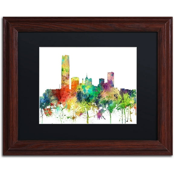 Trademark Fine Art "Oklahoma City Oklahoma Skyline SP" Canvas Art by Marlene Watson, Black Matte, Wood Frame